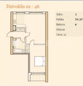 Квартира в Елгаве, Латвия, 54 м2 - фото 1