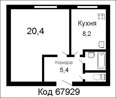 Квартира Республика Беларусь, Минская обл., Беларусь, 37.3 м2 - фото 1