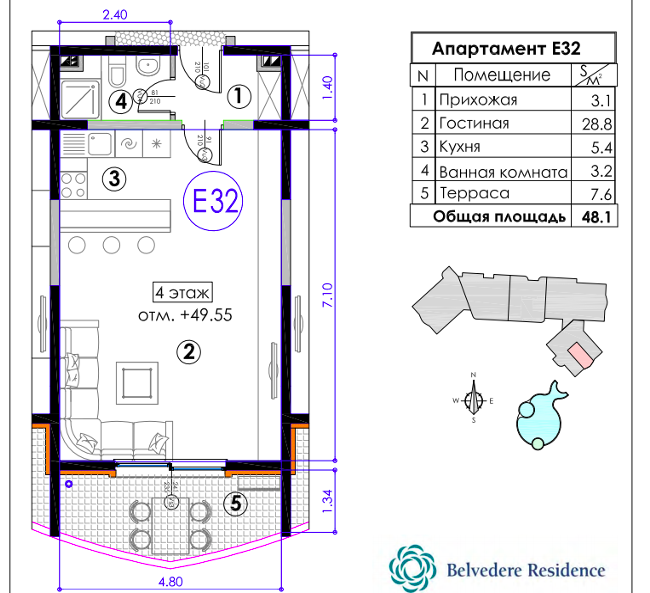 Коммерческая недвижимость в Бечичи, Черногория, 48 м² - фото 3