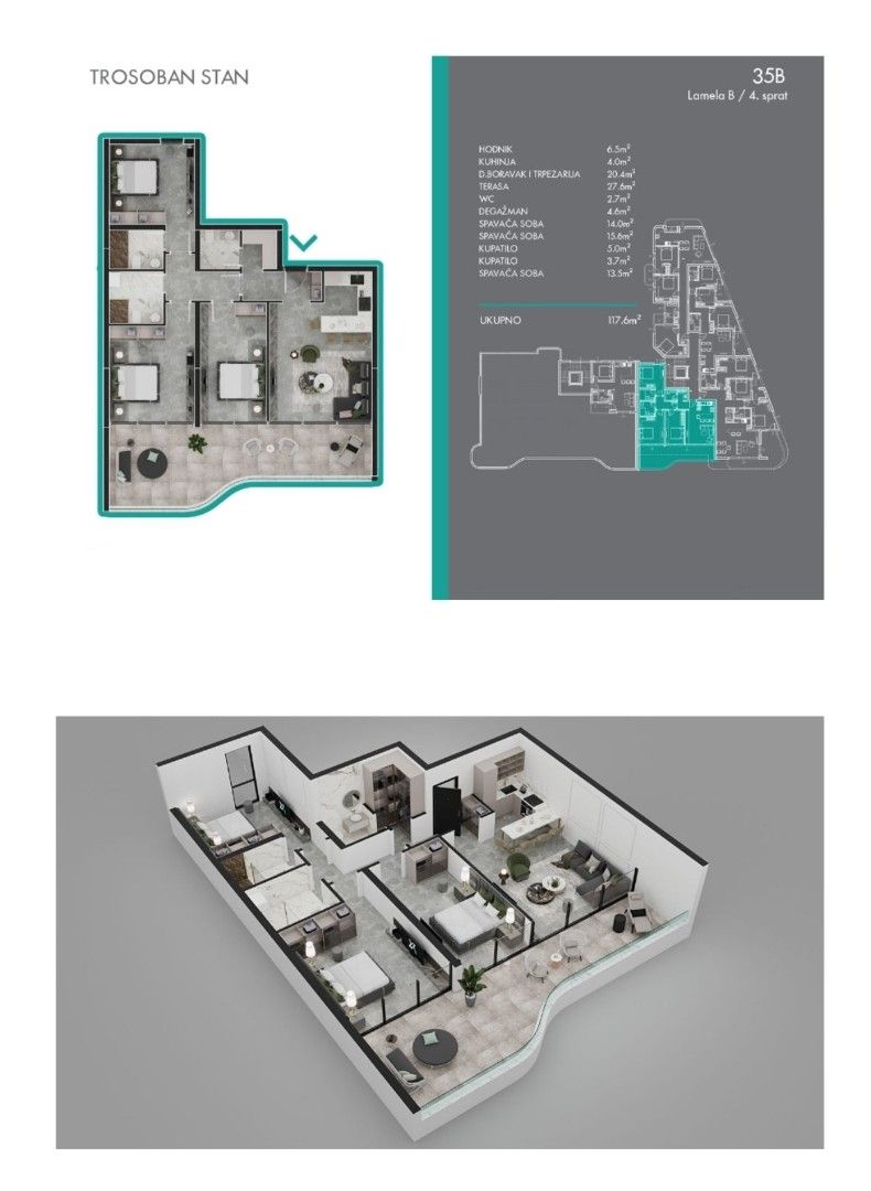 Квартира в Добра Воде, Черногория, 104 м² - фото 13