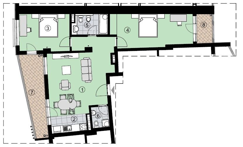 Квартира в Бечичи, Черногория, 88 м² - фото 6