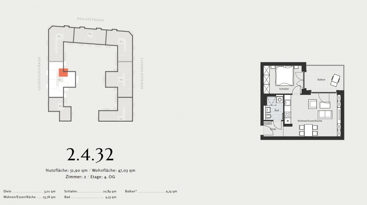 Квартира в Берлине, Германия, 52.82 м² - фото 11