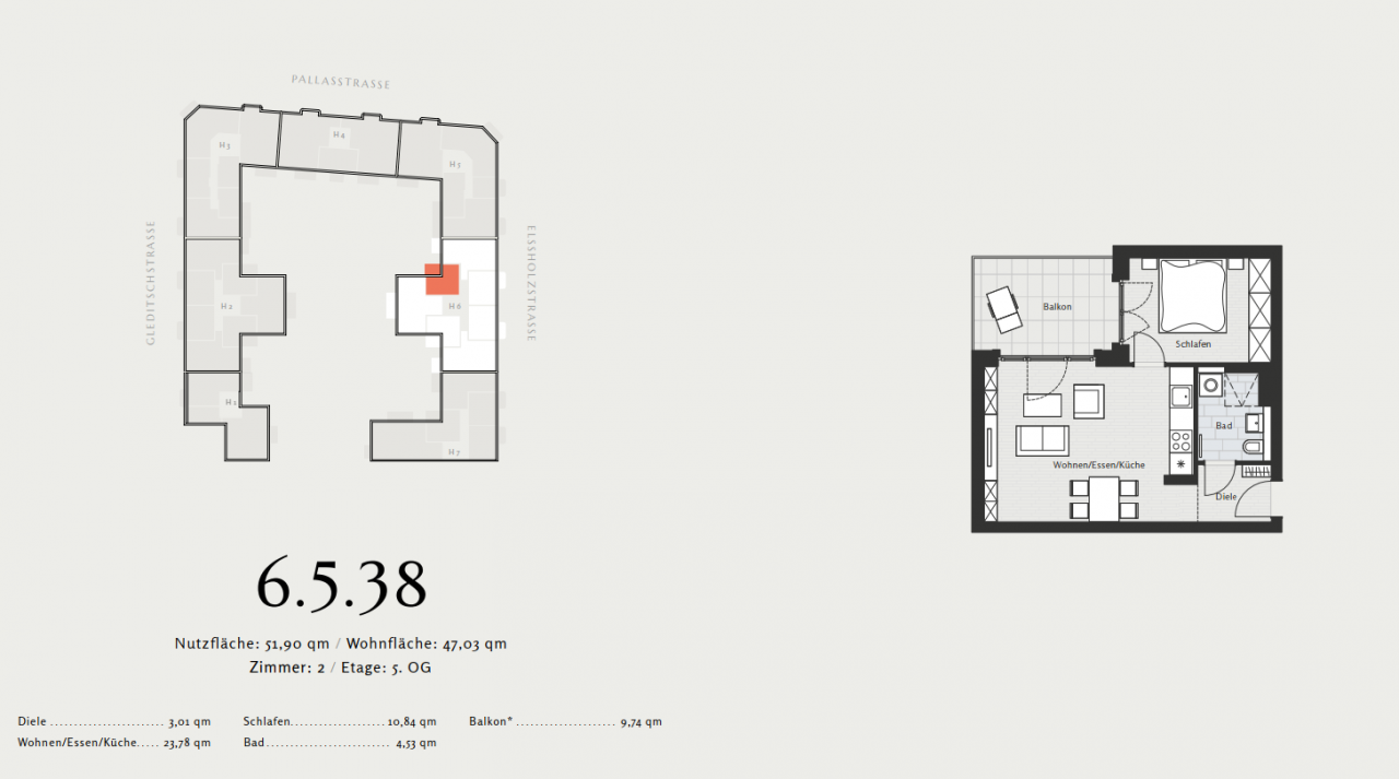 Квартира в Берлине, Германия, 52.82 м² - фото 16