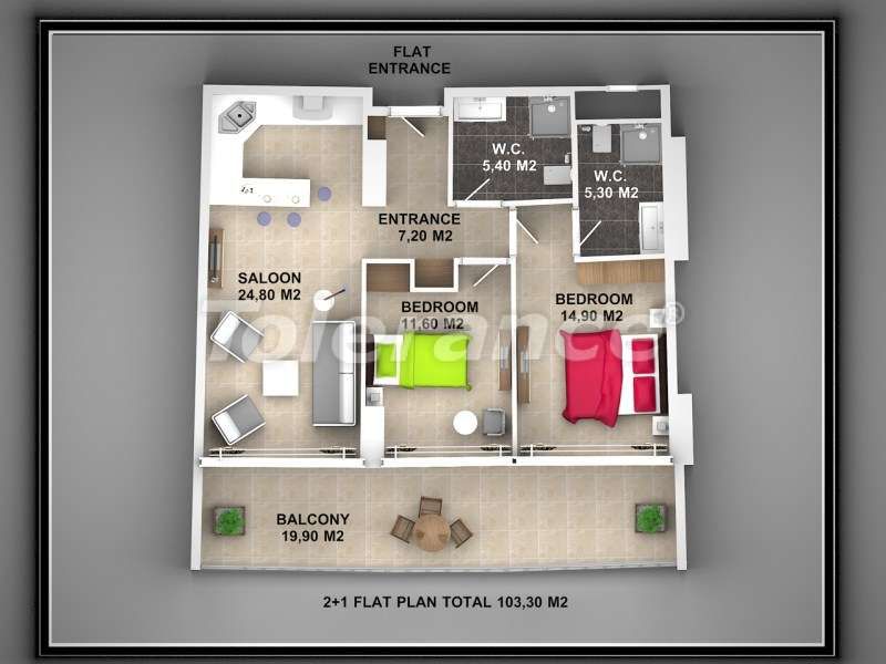 Апартаменты в Алании, Турция, 62 м² - фото 6