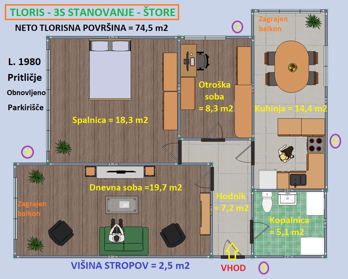 Квартира в Целе, Словения, 74.5 м² - фото 3