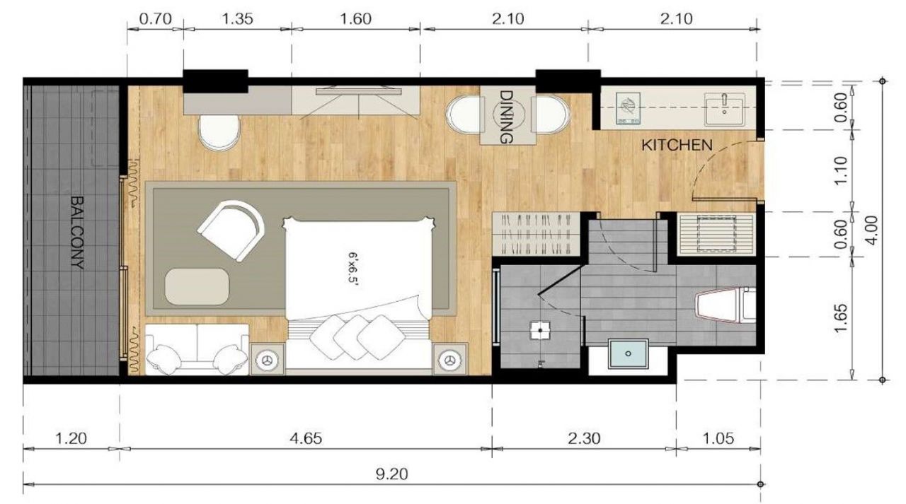 Студия на острове Пхукет, Таиланд, 36.8 м² - фото 2