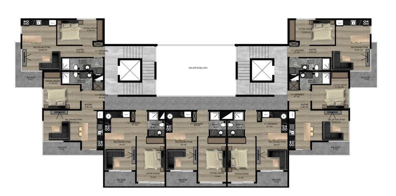 Квартира в Алании, Турция, 54 м² - фото 17