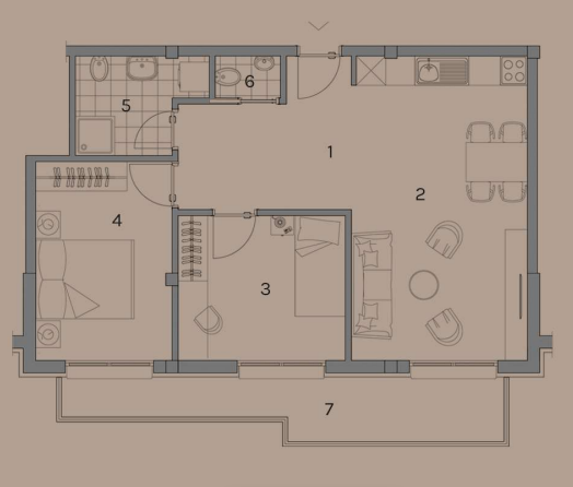 Квартира в Доброте, Черногория, 68 м² - фото 7