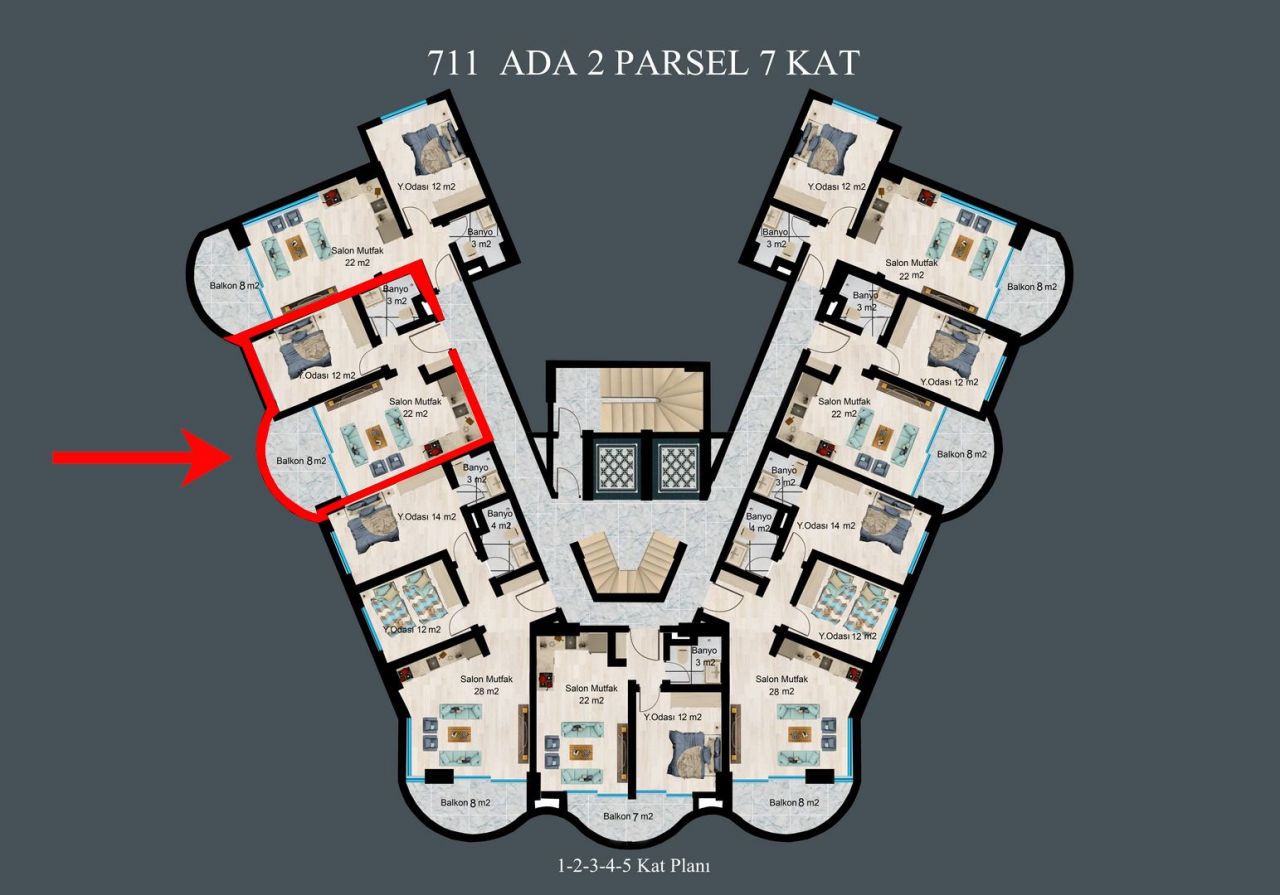 Квартира в Алании, Турция, 55 м² - фото 5