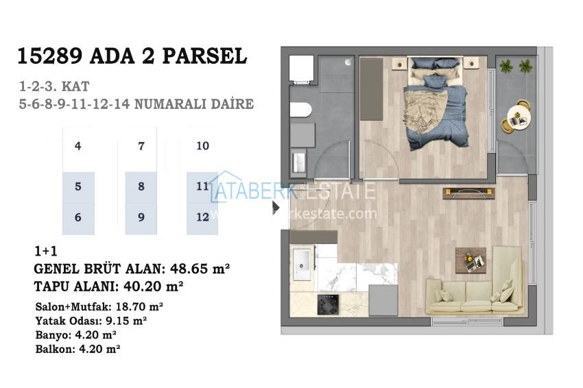 Квартира в Анталии, Турция, 52 м² - фото 17