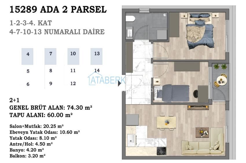 Квартира в Анталии, Турция, 52 м² - фото 15