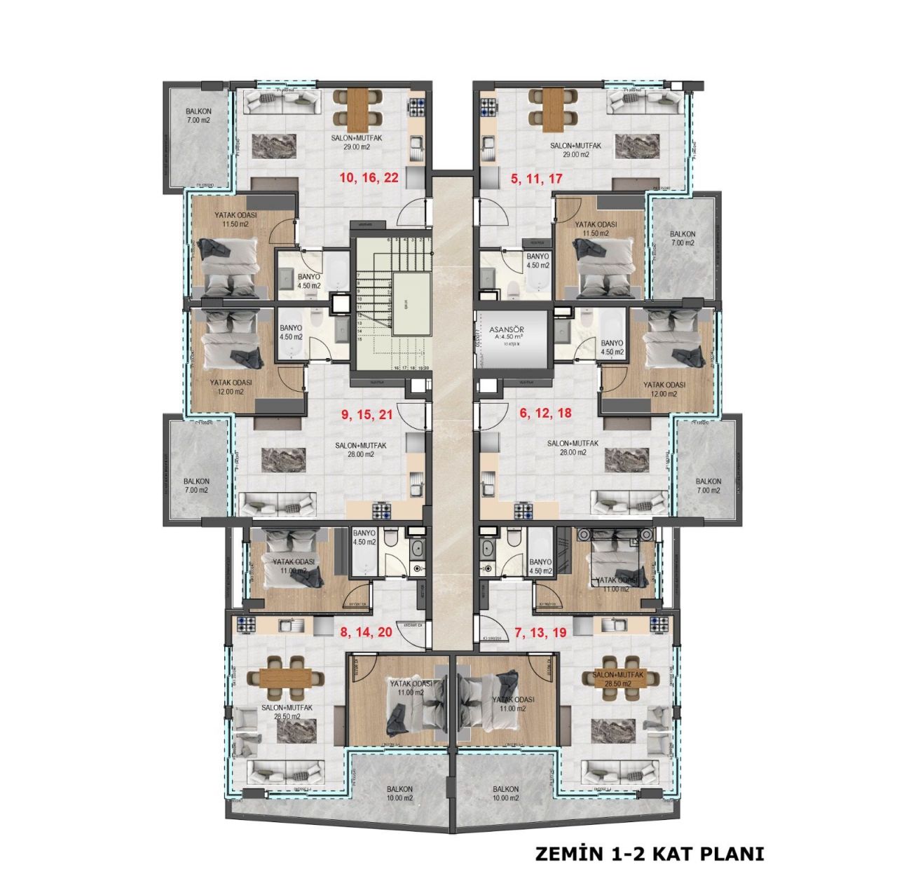 Квартира в Алании, Турция, 67 м² - фото 14