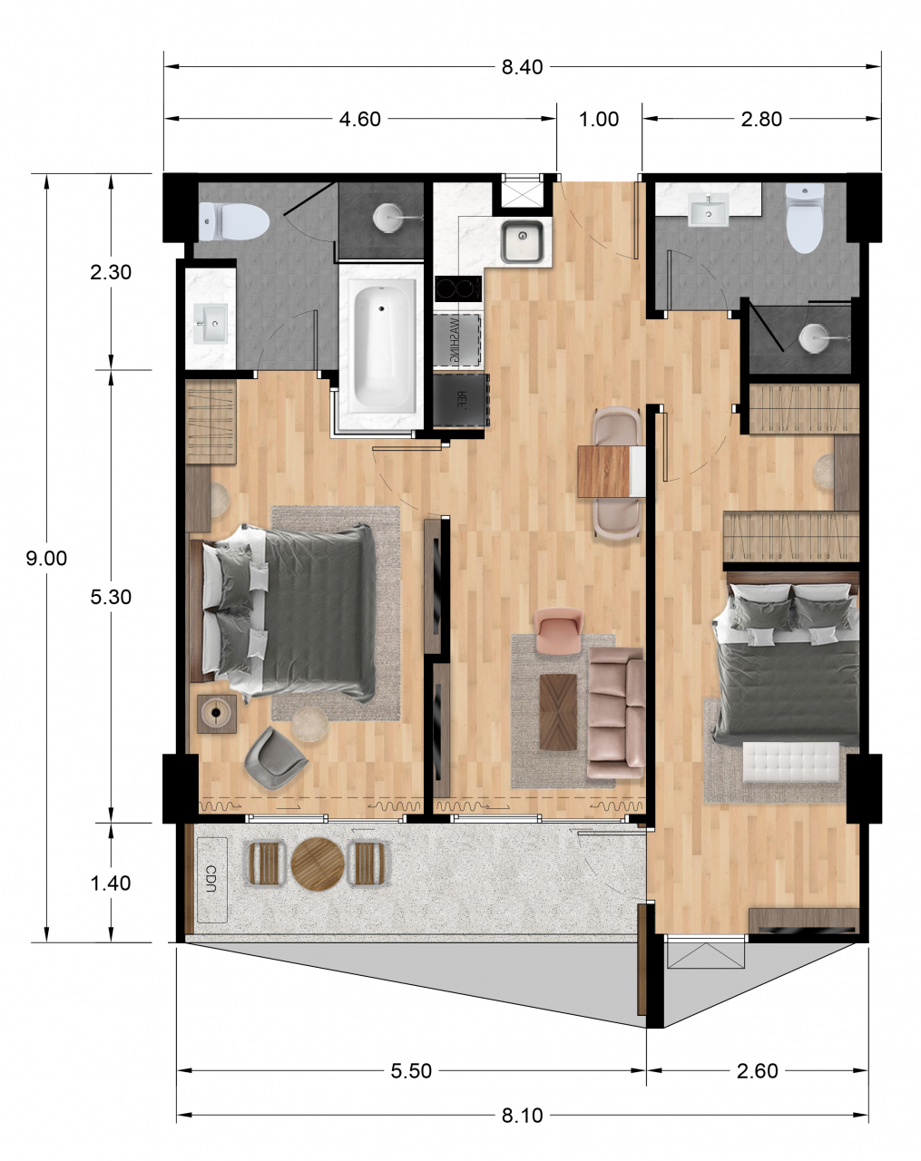 Апартаменты на острове Пхукет, Таиланд, 70.3 м² - фото 2