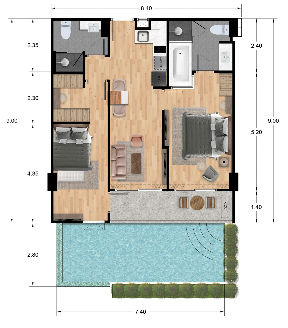 Апартаменты на острове Пхукет, Таиланд, 91.1 м² - фото 2