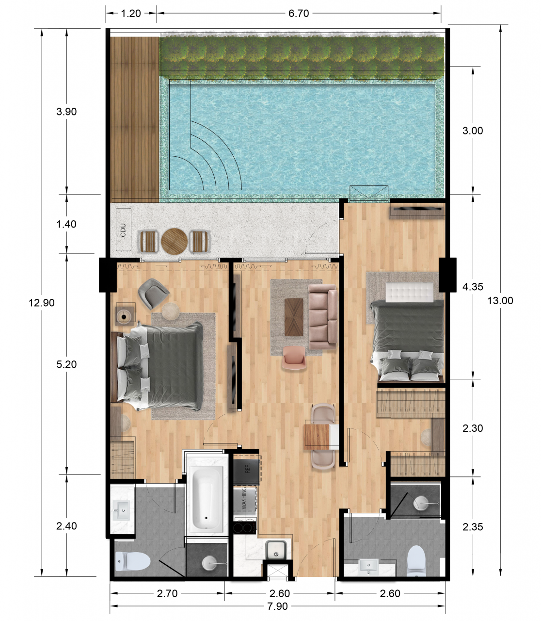 Апартаменты на острове Пхукет, Таиланд, 101.9 м² - фото 2
