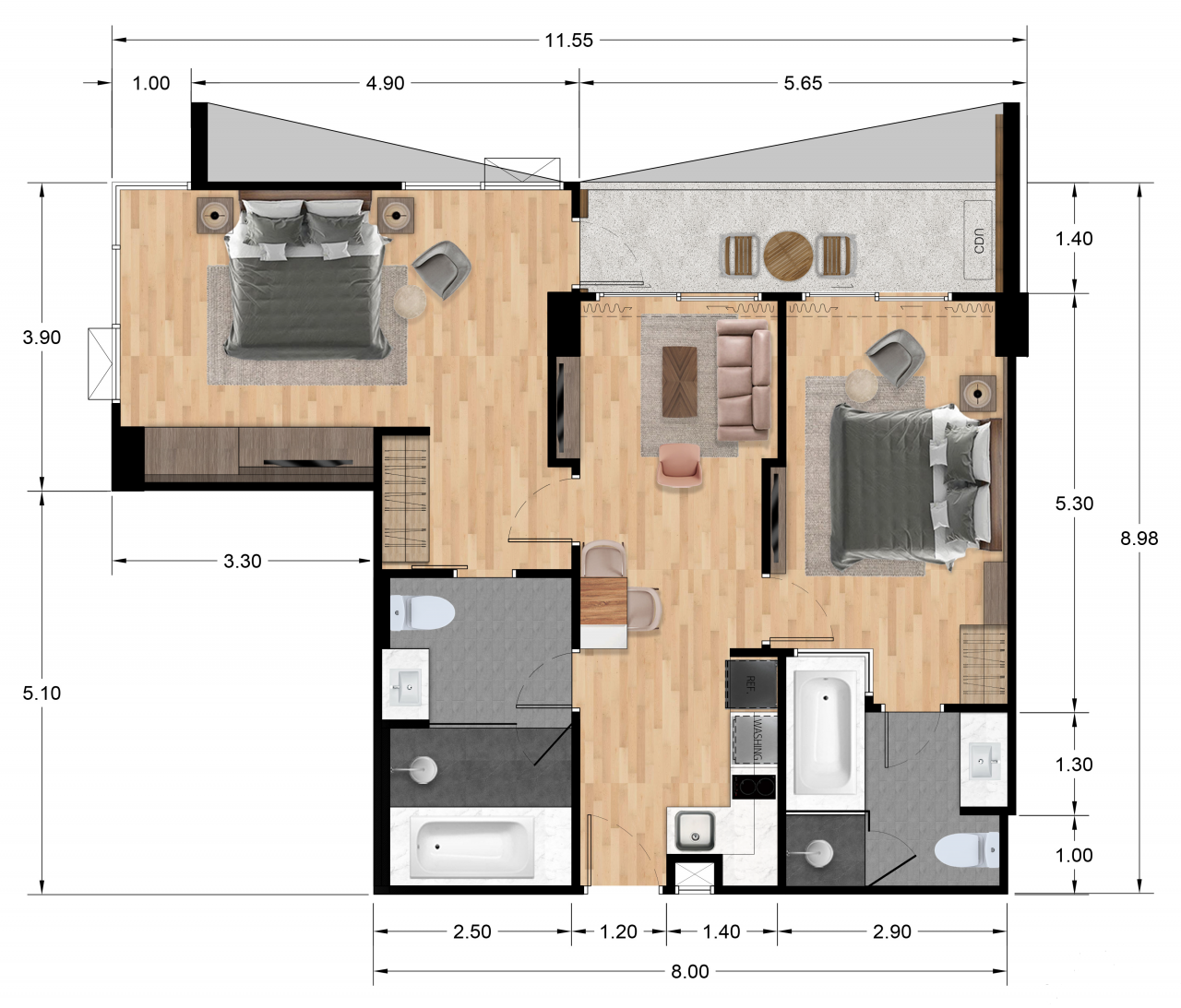 Апартаменты на острове Пхукет, Таиланд, 82.3 м² - фото 2