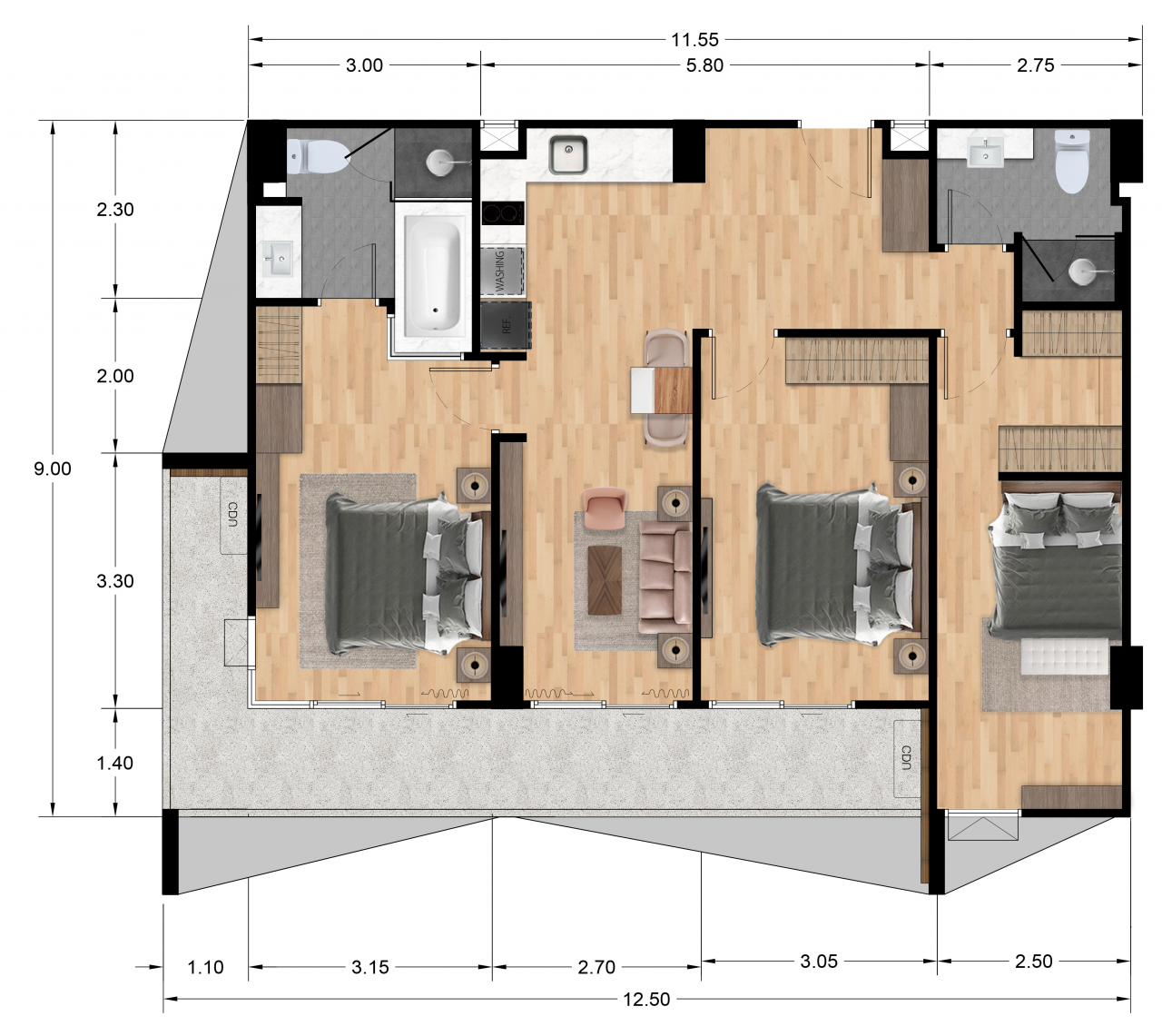 Апартаменты на острове Пхукет, Таиланд, 104.3 м² - фото 4