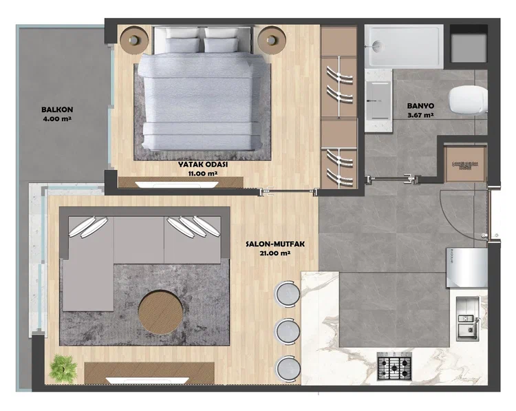 Квартира в Анталии, Турция, 60 м² - фото 10