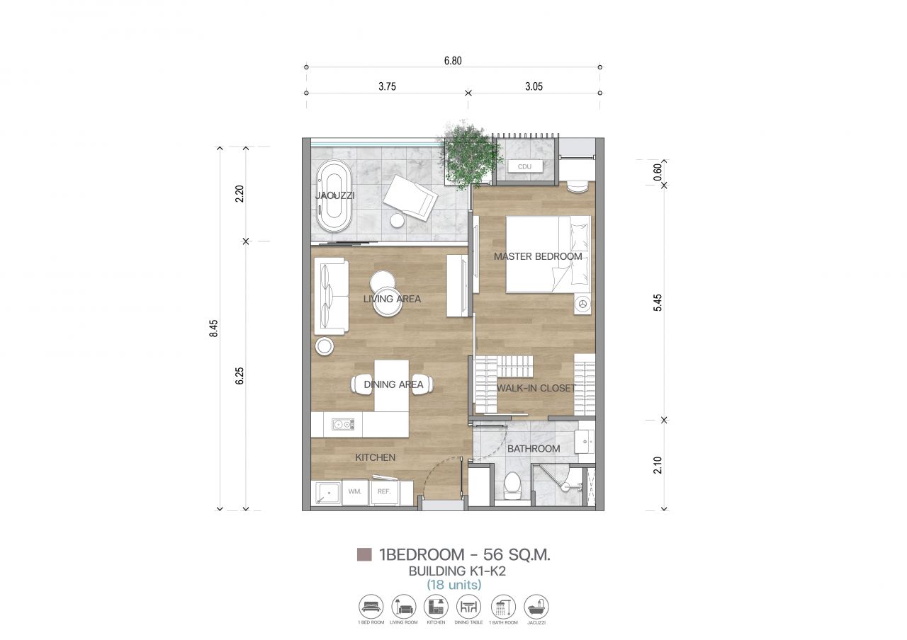 Апартаменты на острове Пхукет, Таиланд, 56 м² - фото 3