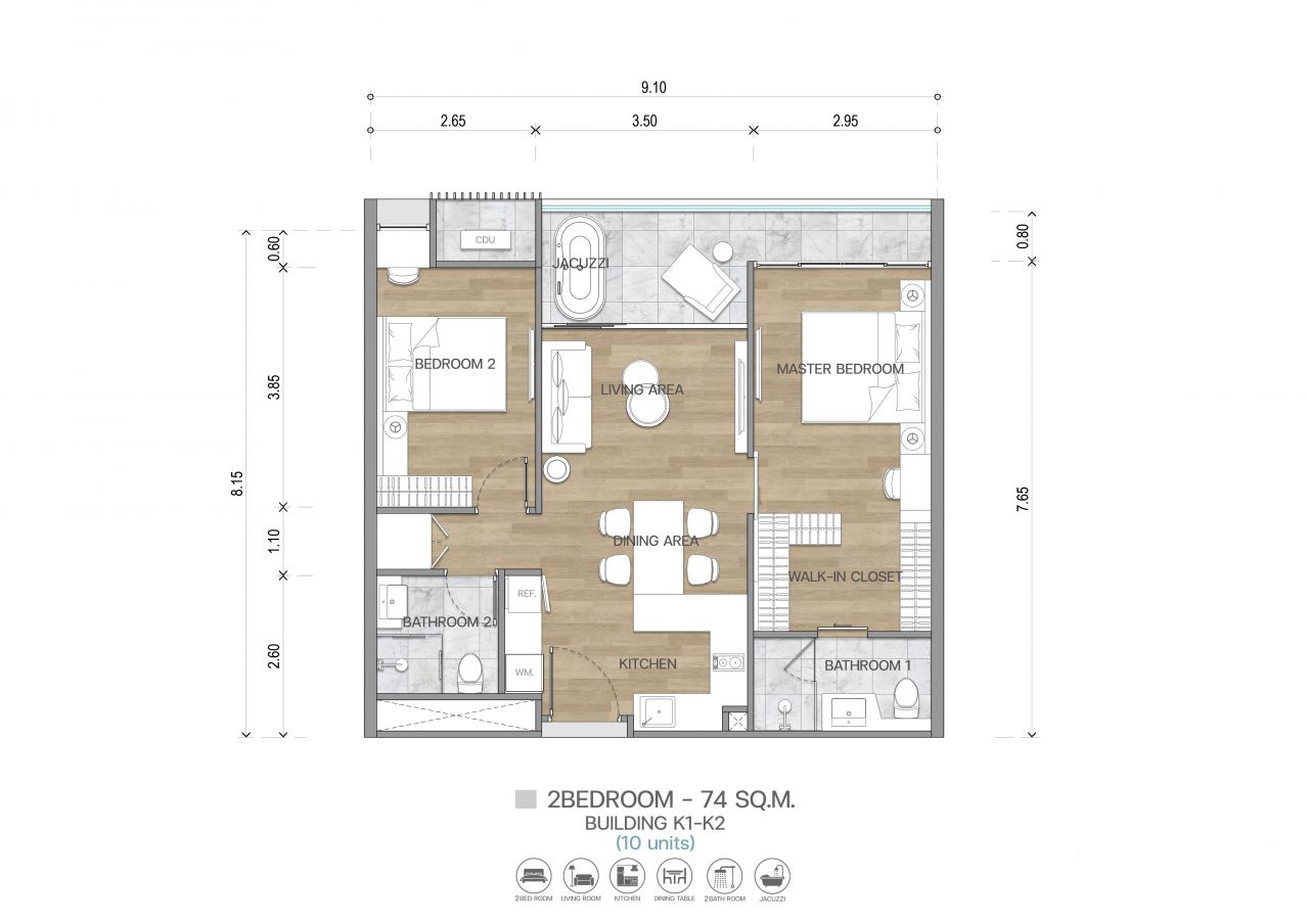 Апартаменты на острове Пхукет, Таиланд, 74 м² - фото 8