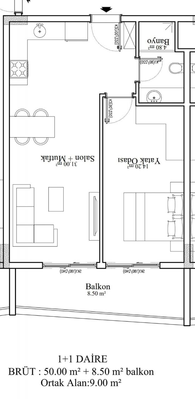 Квартира в Алании, Турция, 67 м² - фото 13
