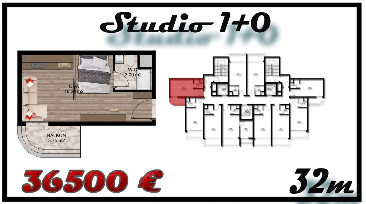 Квартира в Мерсине, Турция, 30 м² - фото 1