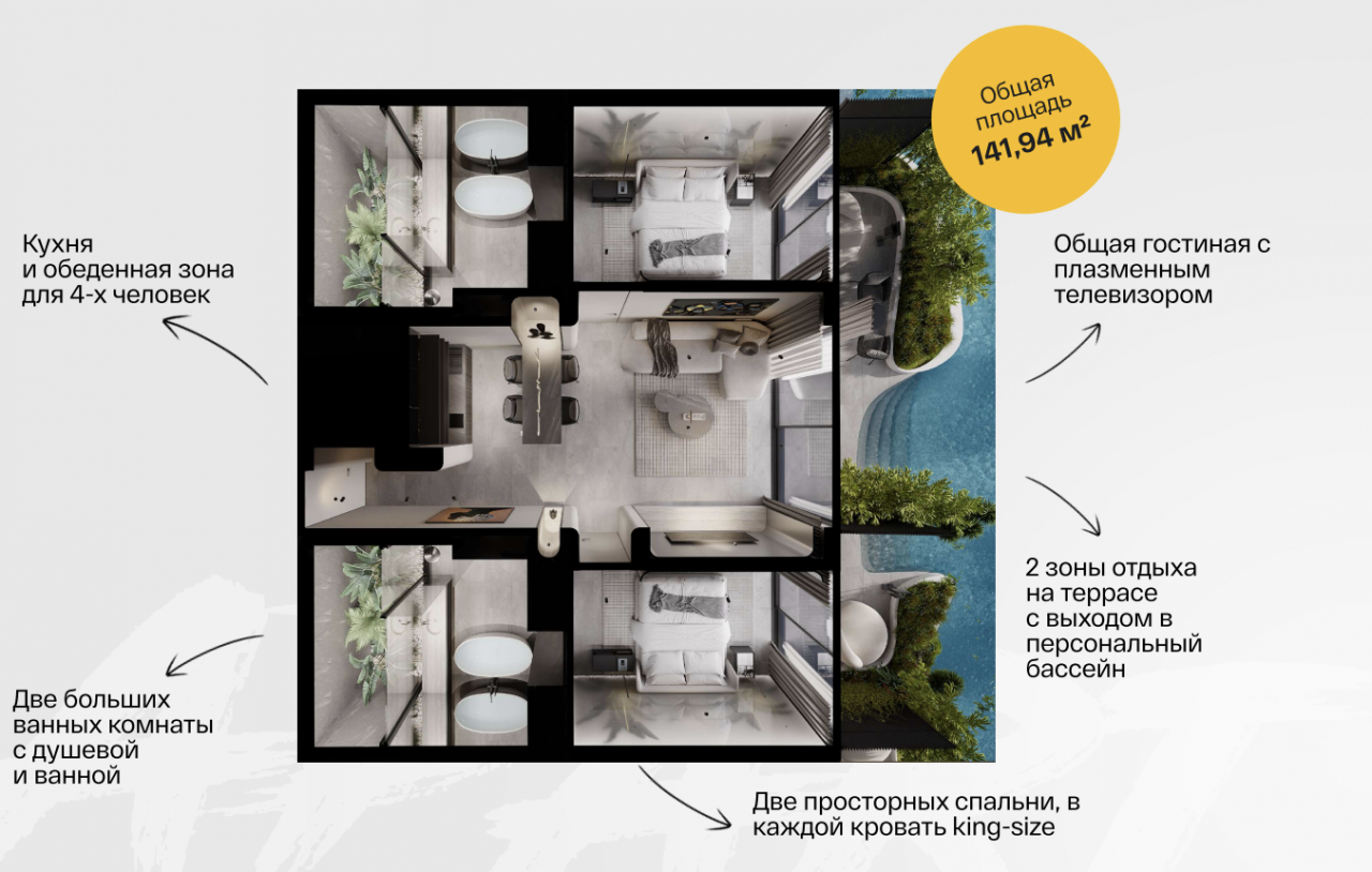 Апартаменты в Чангу, Индонезия, 141.94 м² - фото 1