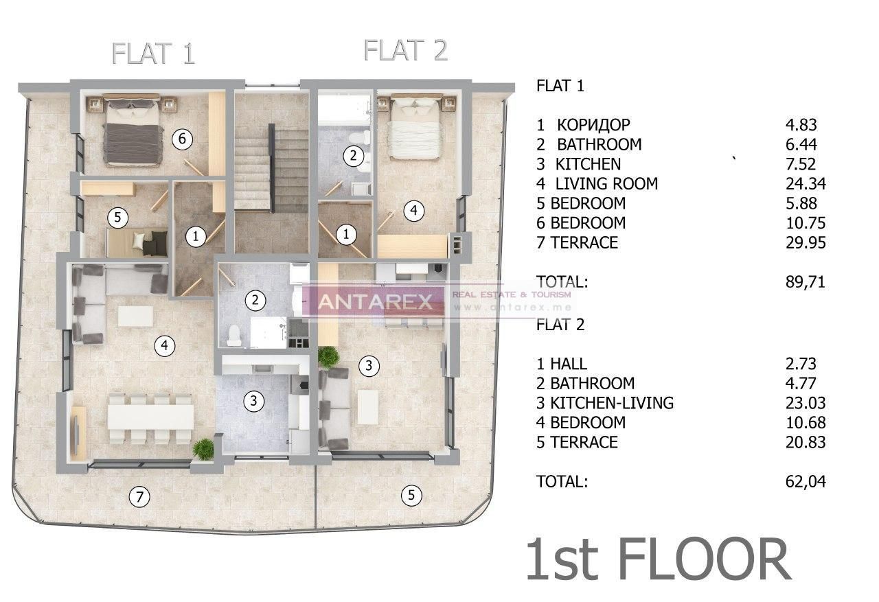 Апартаменты в Крашичах, Черногория, 62 м² - фото 7