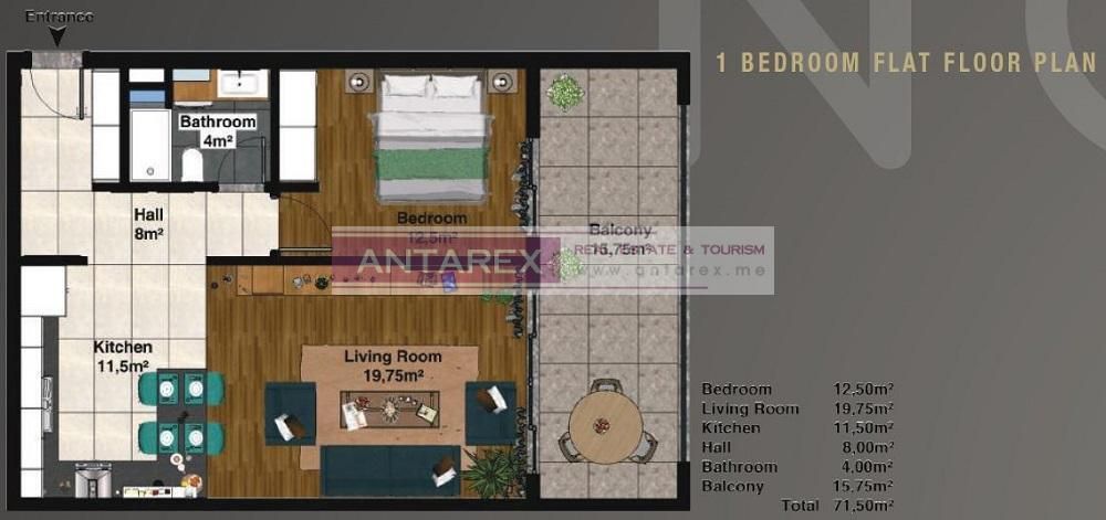 Апартаменты в Херцег-Нови, Черногория, 61 м² - фото 16