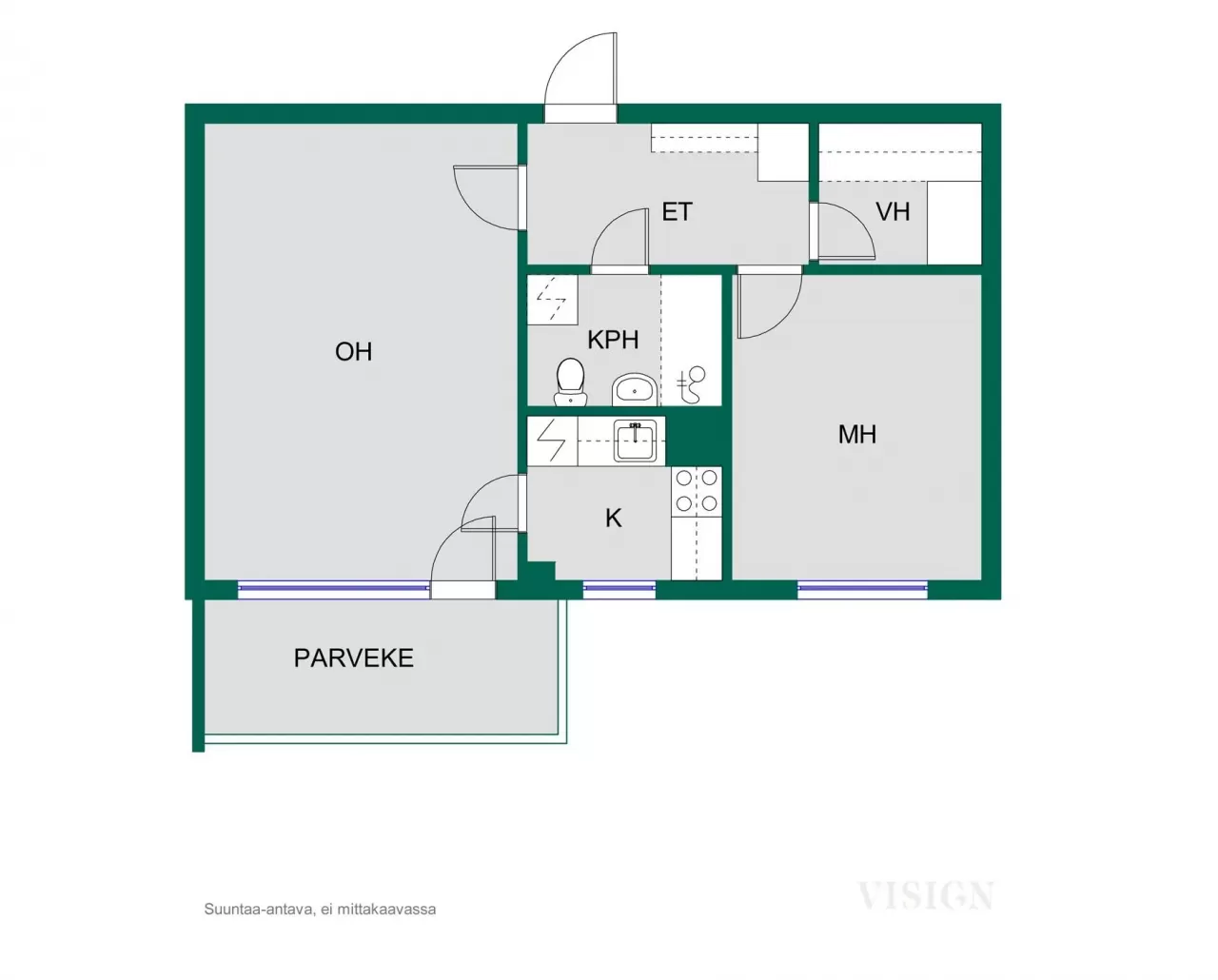 Квартира в Валкеакоски, Финляндия, 44.5 м² - фото 2