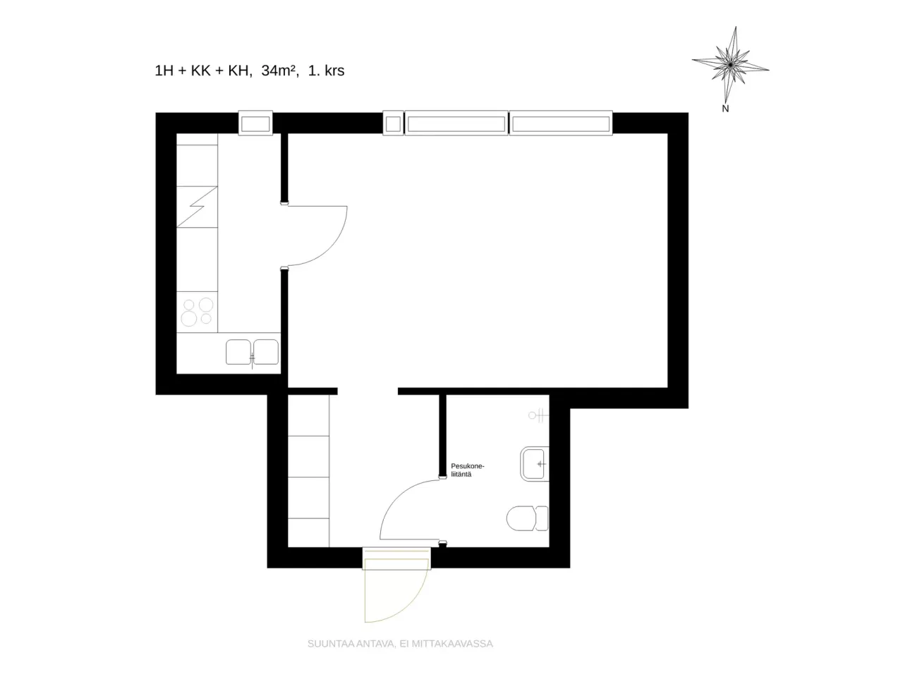 Квартира в Оулу, Финляндия, 34 м² - фото 2