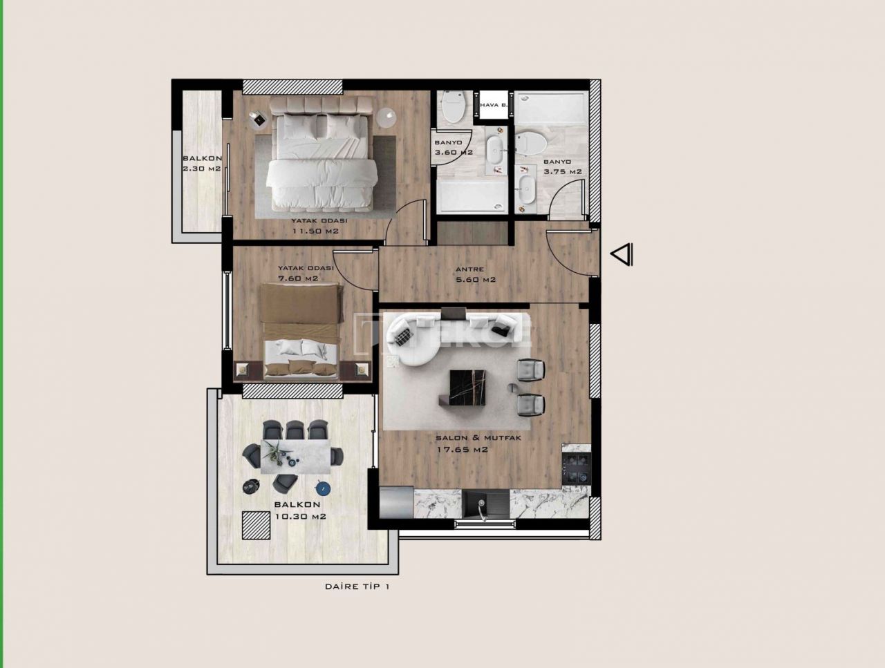 Апартаменты Мезитли, Турция, 67 м² - фото 13