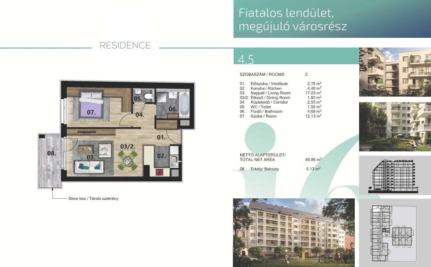 Квартира в Будапеште, Венгрия, 47 м² - фото 2