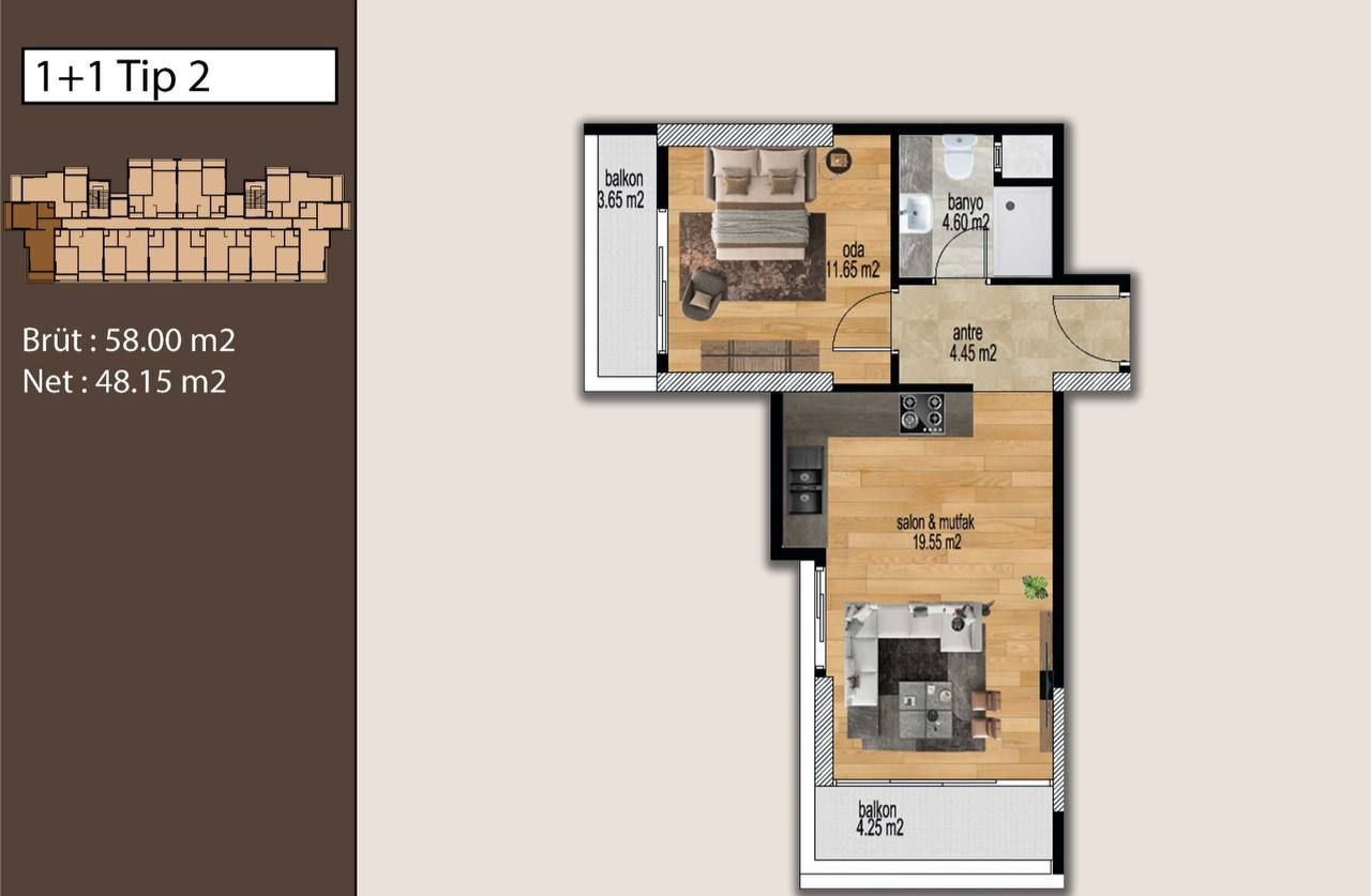 Квартира в Мерсине, Турция, 89 м² - фото 12
