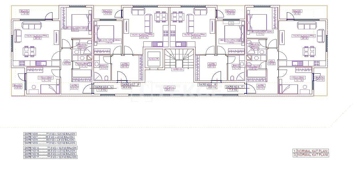 Апартаменты в Алании, Турция, 74 м² - фото 14