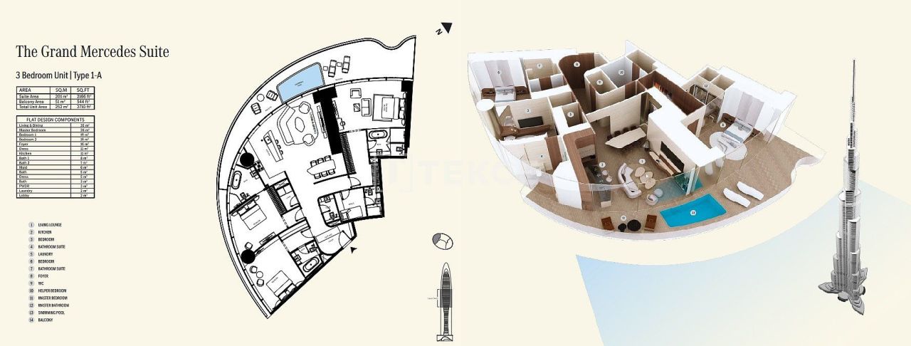 Апартаменты в Дубае, ОАЭ, 254 м² - фото 17