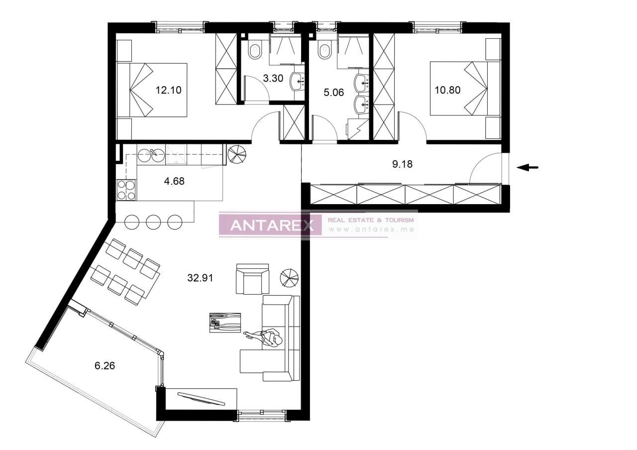 Апартаменты в Бечичи, Черногория, 85 м² - фото 10