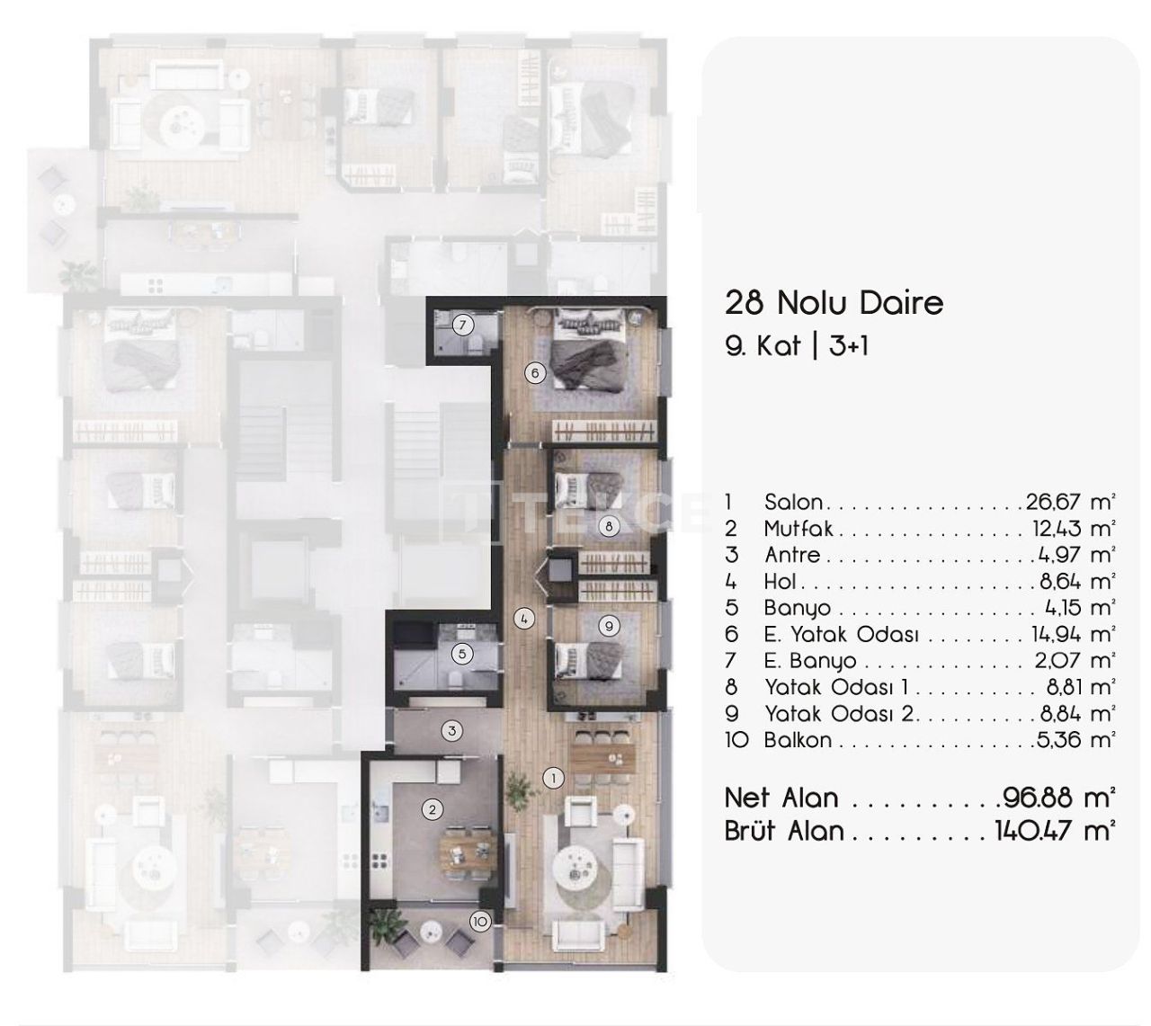 Апартаменты Каршияка, Турция, 185 м² - фото 12