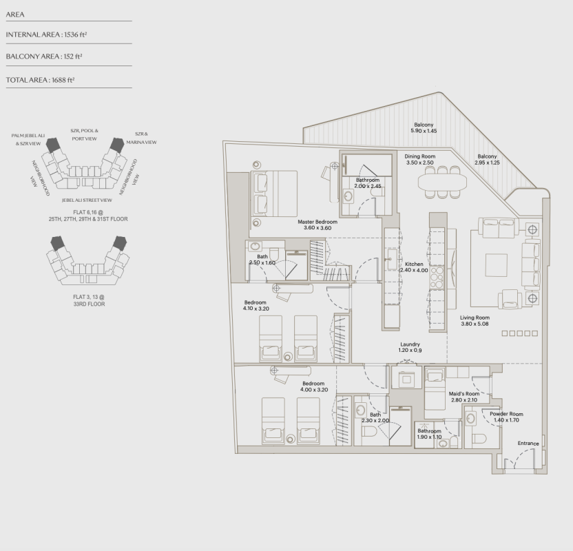 Квартира в Дубае, ОАЭ, 156 м² - фото 10