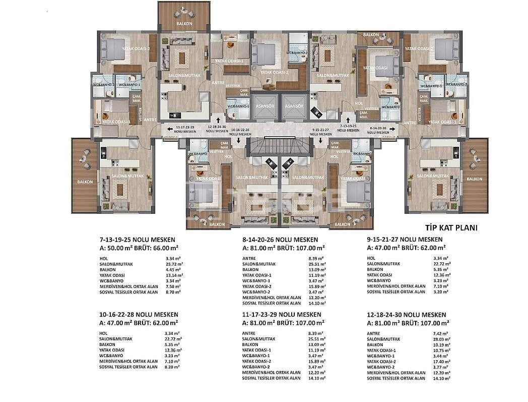 Апартаменты в Газипаше, Турция, 66 м² - фото 10