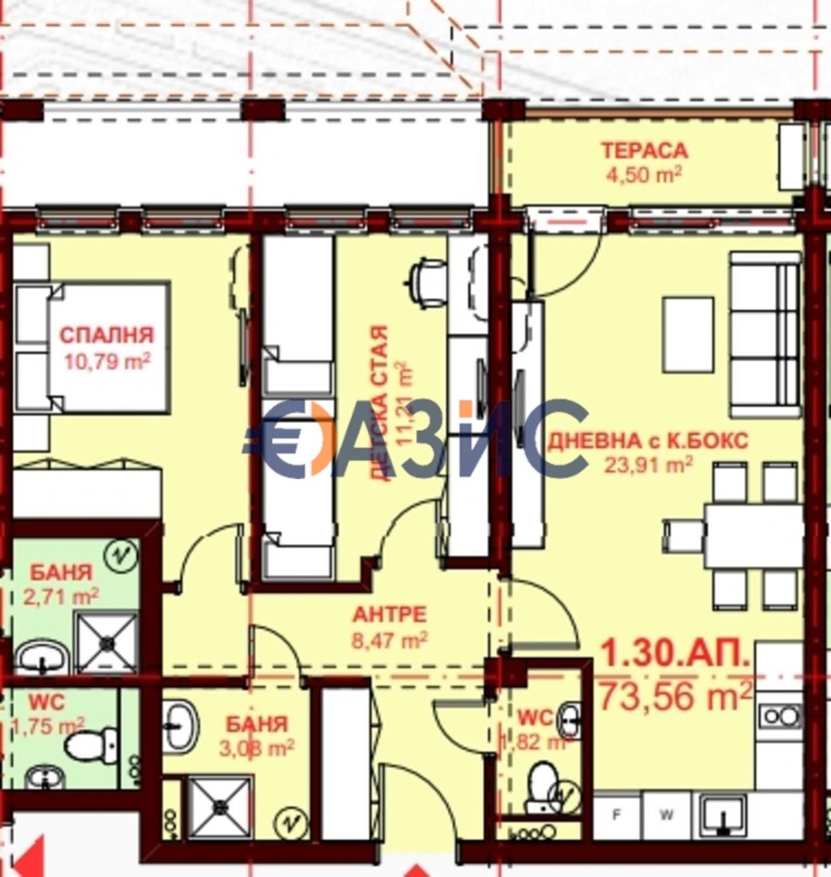 Апартаменты в Святом Власе, Болгария, 93.2 м² - фото 1