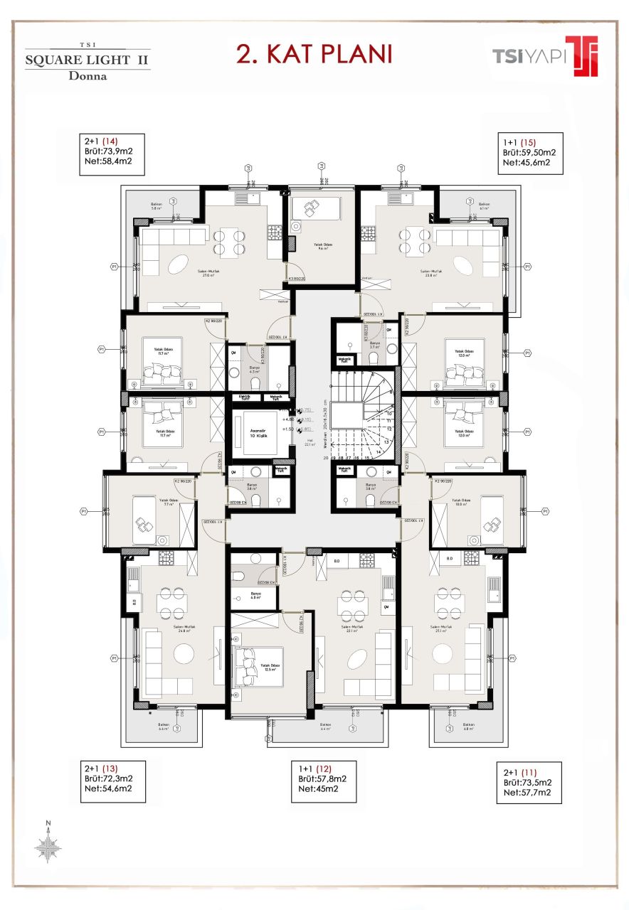 Квартира в Алании, Турция, 58 м² - фото 15