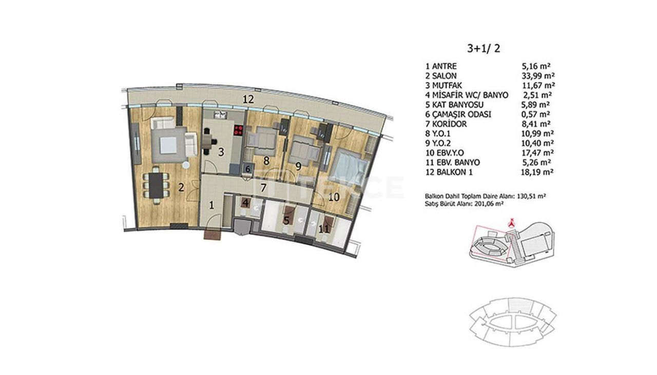 Апартаменты в Башакшехире, Турция, 154 м² - фото 9