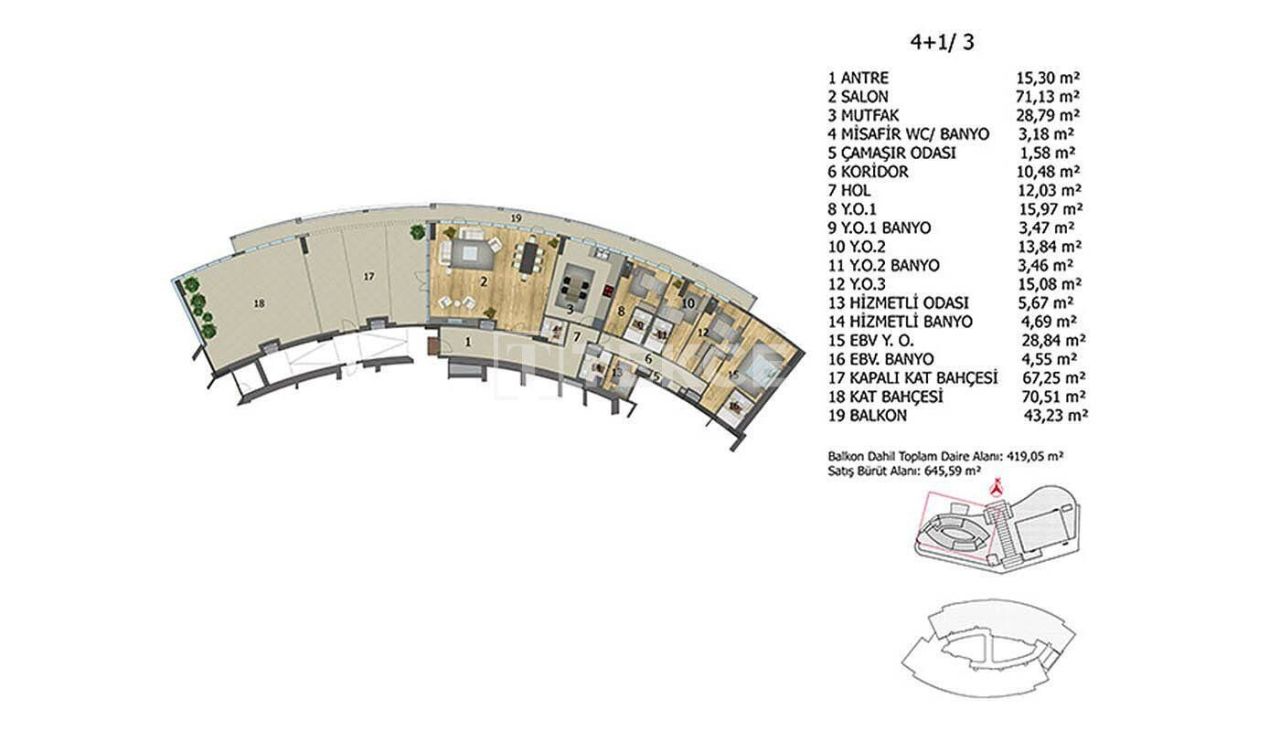 Апартаменты в Башакшехире, Турция, 154 м² - фото 15