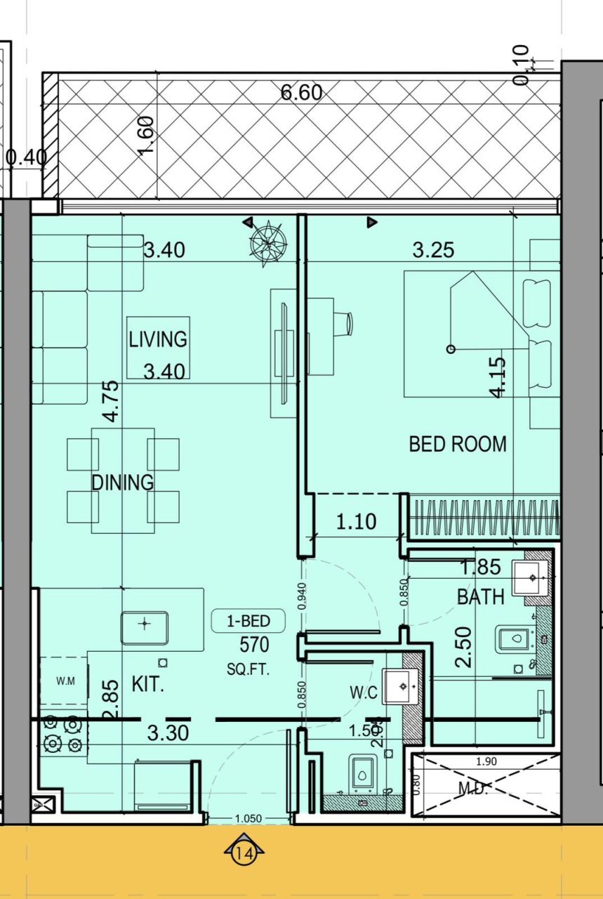 Квартира в Дубае, ОАЭ, 64.83 м² - фото 9