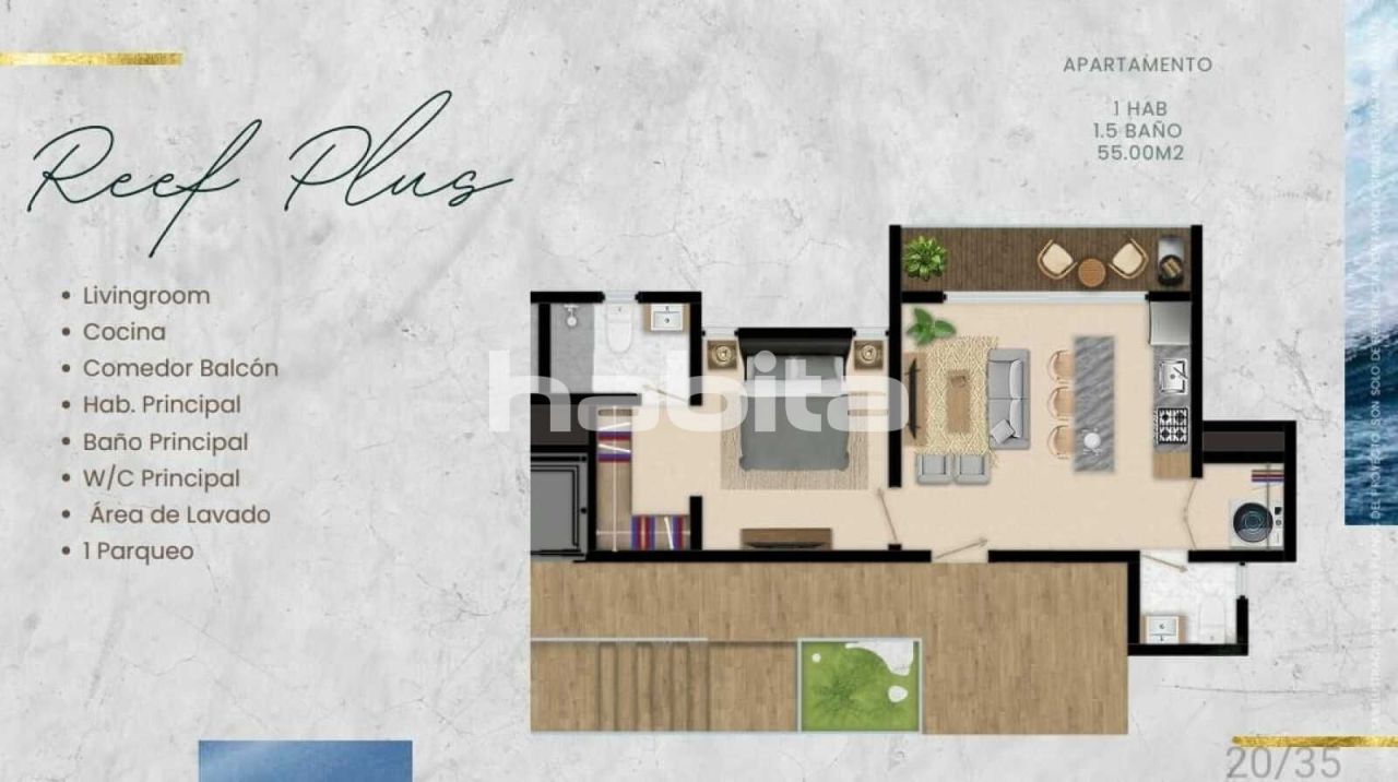 Апартаменты в Пунта-Кана, Доминиканская Республика, 55 м² - фото 2