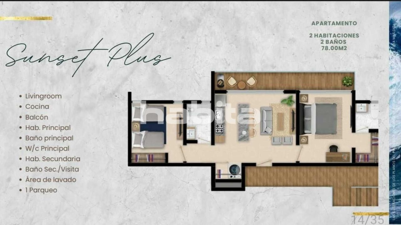 Апартаменты в Пунта-Кана, Доминиканская Республика, 78 м² - фото 2