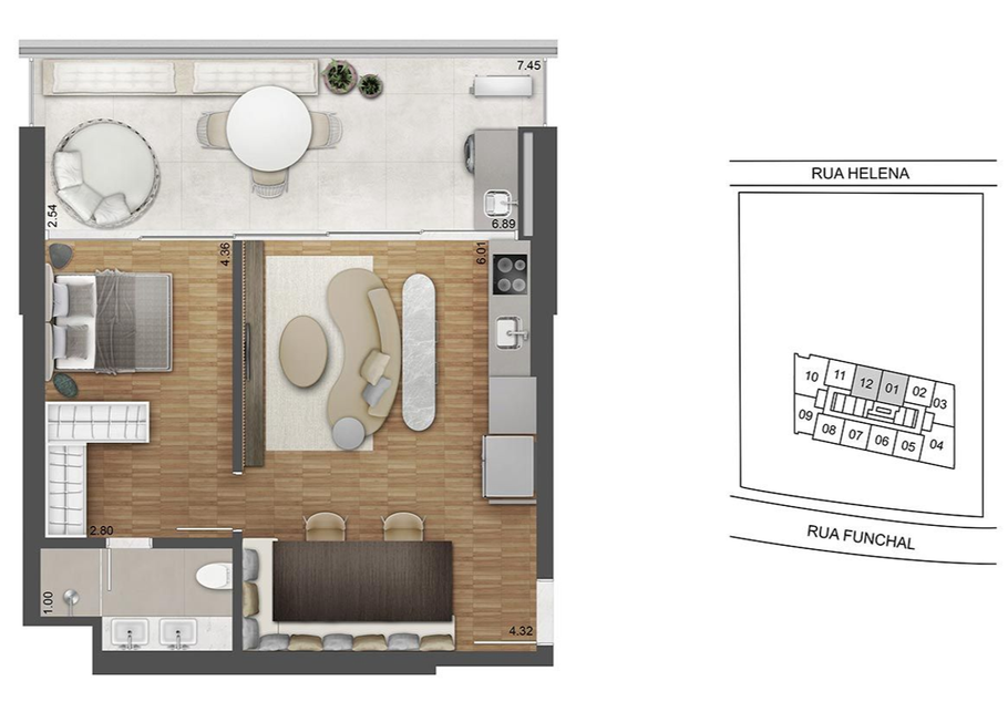 Квартира Сан-Пауло, Бразилия, 53 м² - фото 12