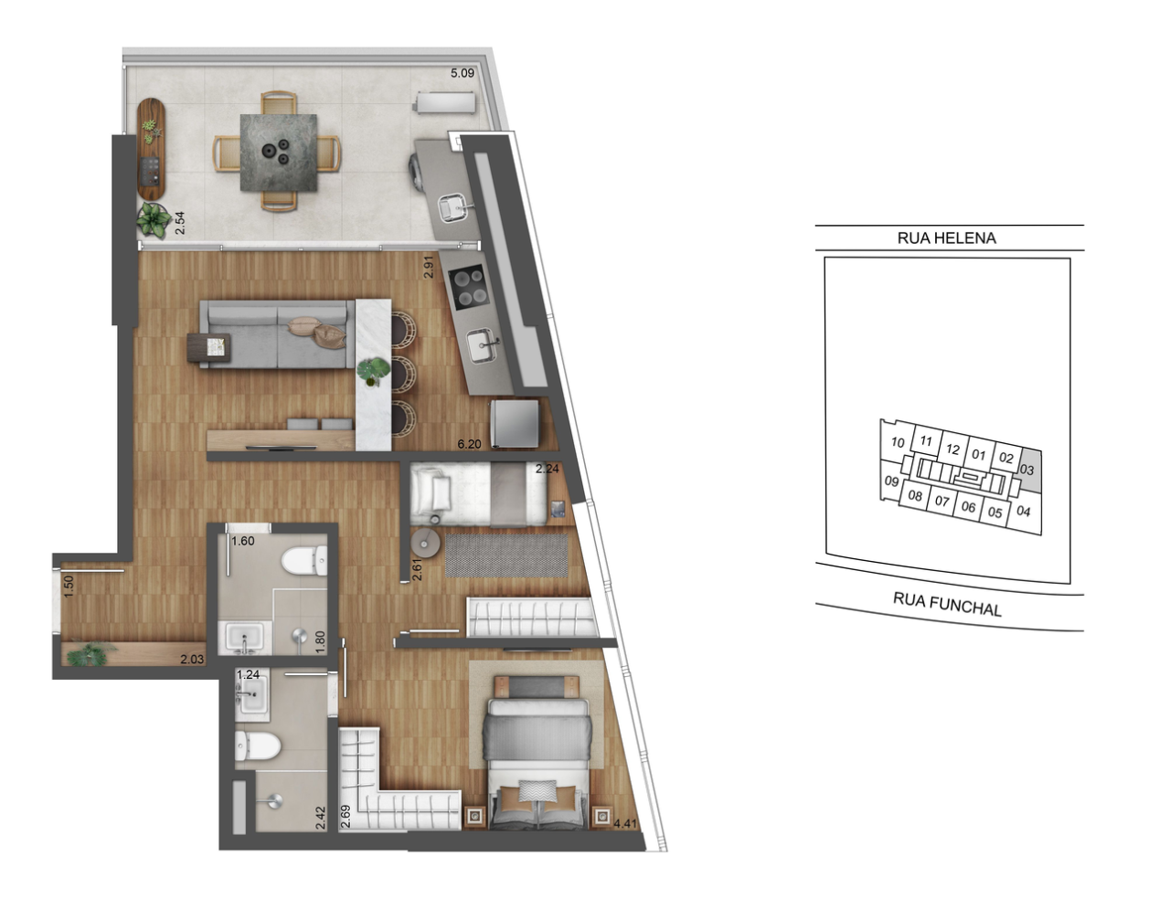 Квартира Сан-Пауло, Бразилия, 53 м² - фото 13