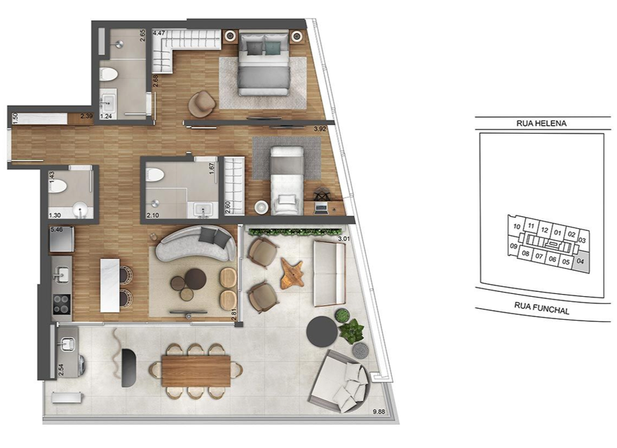 Квартира Сан-Пауло, Бразилия, 53 м² - фото 14